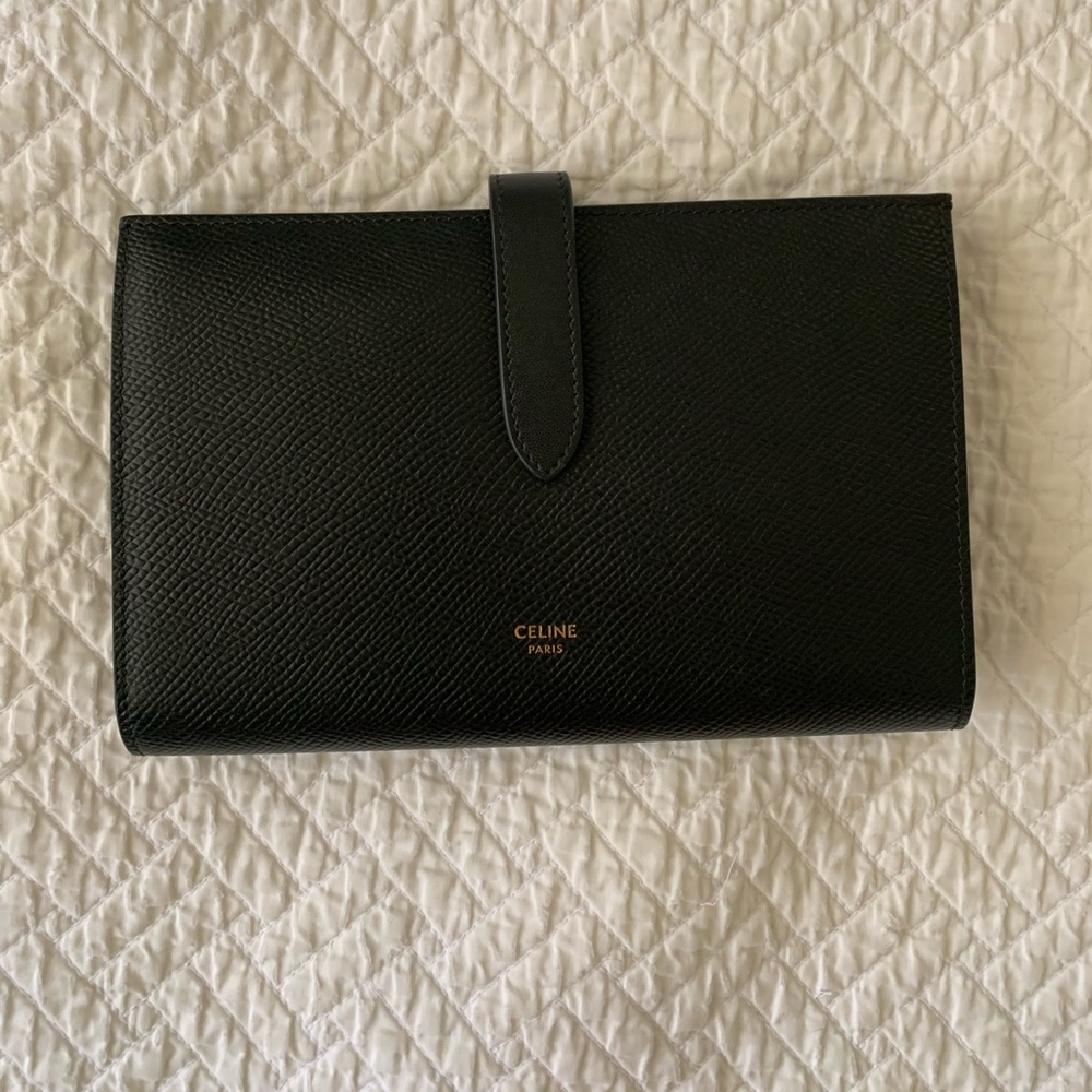 Black Celine Snap Clutch by Hedi Slimane with box and dust bag